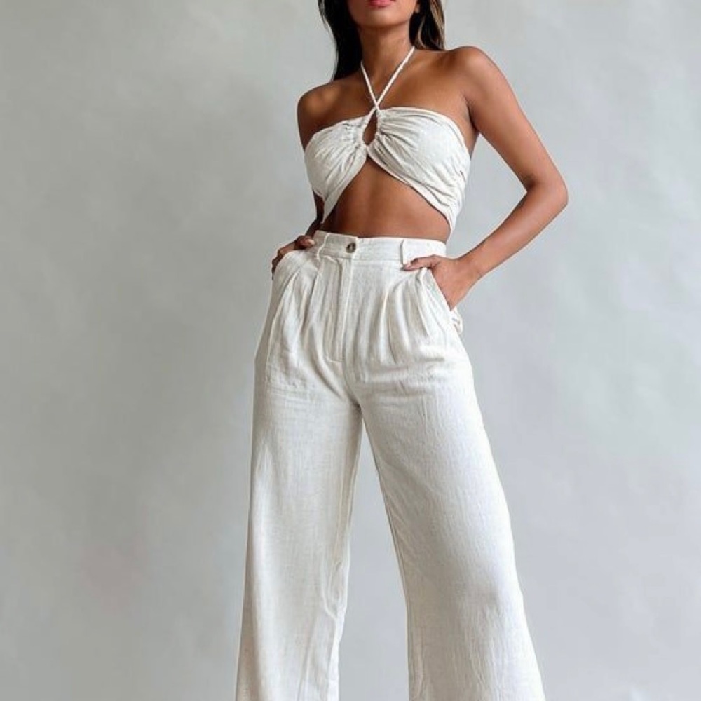 NWT Burberry wide leg linen trousers
